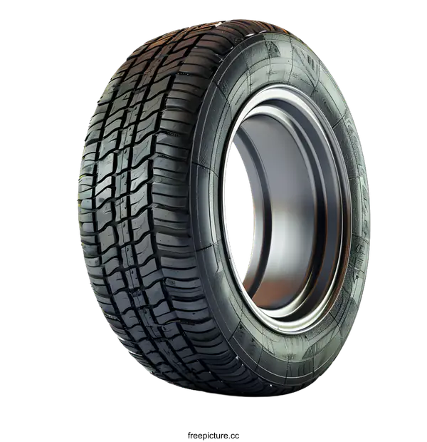 [Transparent Background PNG]New Black Car Tire With Rim Isolated on White Background