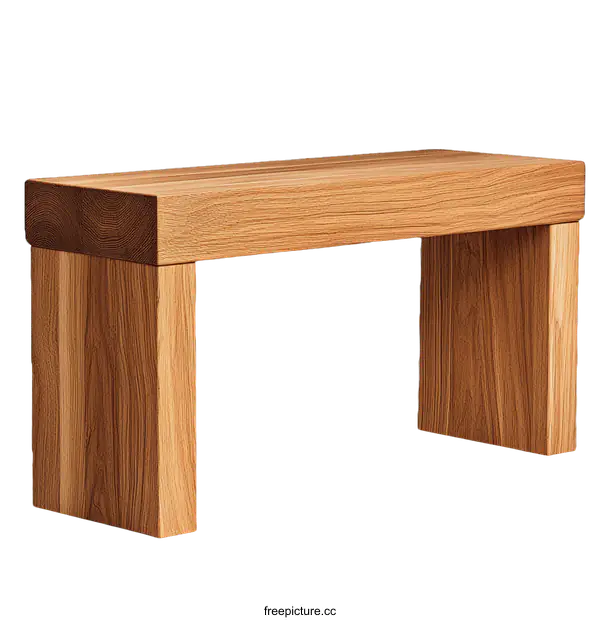 [Transparent Background PNG]Simple Modern Wooden Bench with Square Legs