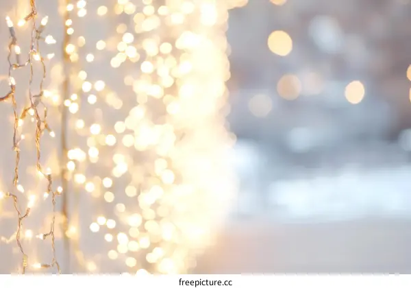 Warm Festive Lights on a Light Beige Wall