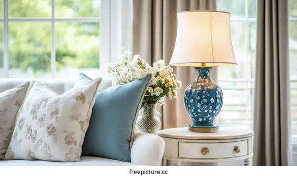 Cozy Living Room Decor with a Beautiful Lamp
