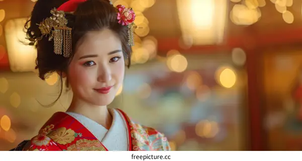 Japanese Woman in Traditional Kimono
