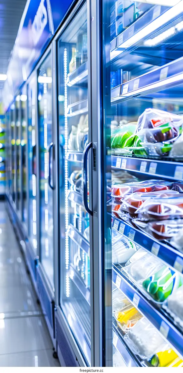Refrigerator Display With Food Products Inside