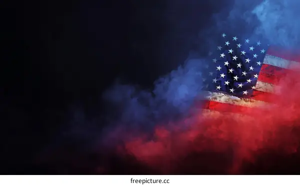 American Flag in Smoky Background