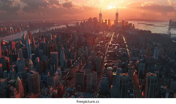 Manhattan Skyline Sunset
