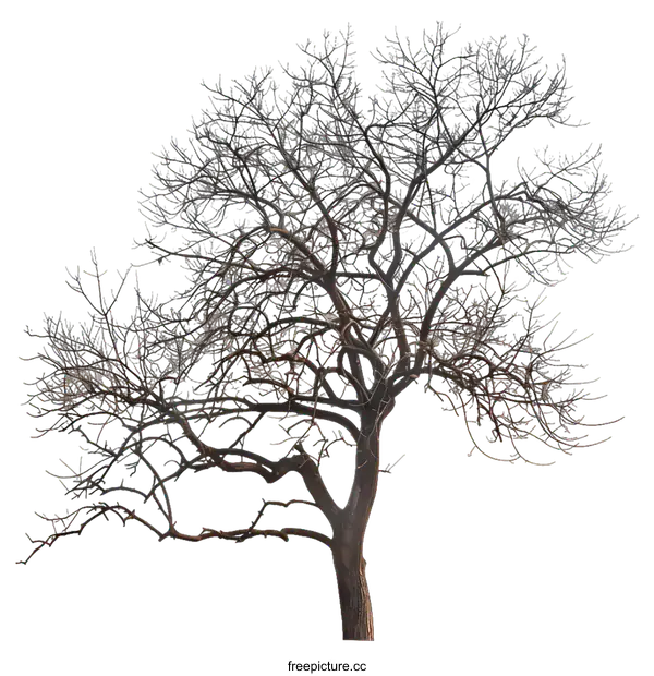 [Transparent Background PNG]Bare Tree Branch Silhouette Isolated on White Background