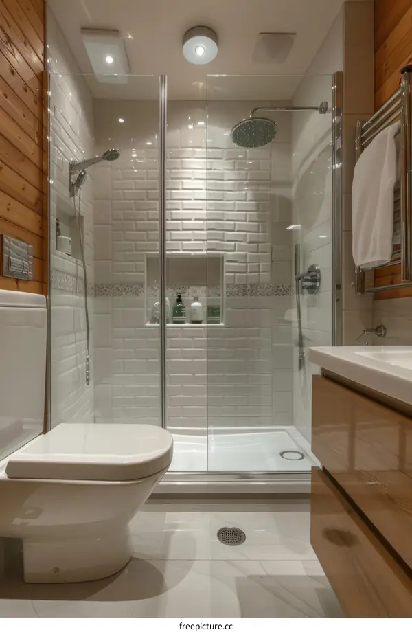 Modern Small Bathroom with White Tiles