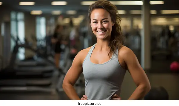 Portrait of a young woman standing in a gym