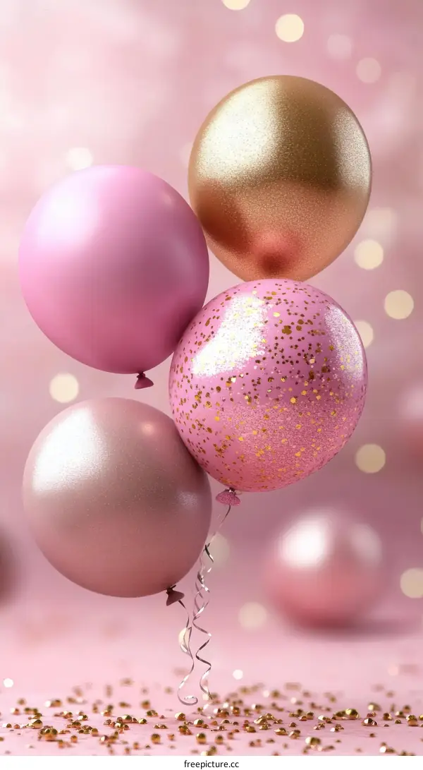 Pink and Gold Balloons Festive Celebration