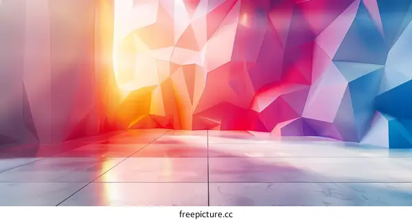 Futuristic Room with Geometric Patterns