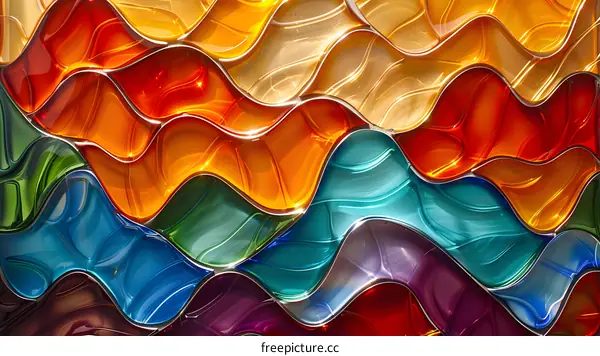 Colorful 3D rendering of a wavy surface