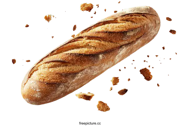[Transparent Background PNG]Freshly Baked Baguette with Crumbs