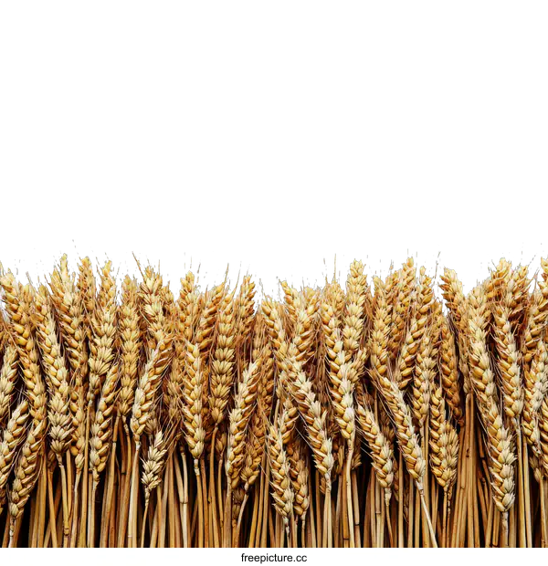 [Transparent Background PNG]Golden Wheat Ears Border Against White Background