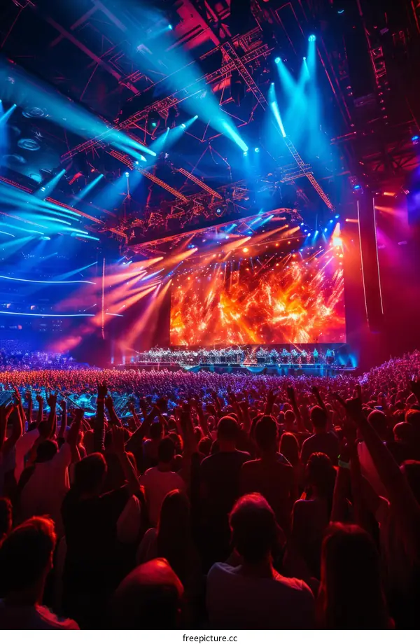 An epic music concert with a large crowd