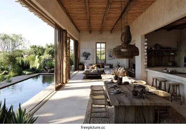Modern Rustic Home Interior Design With Pool