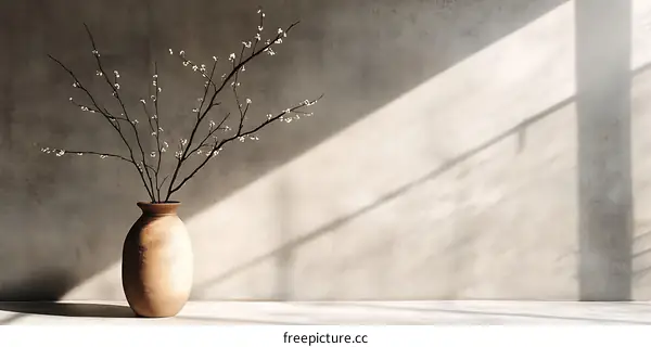 Elegant Vase with Blooming Branches in a Modern Interior