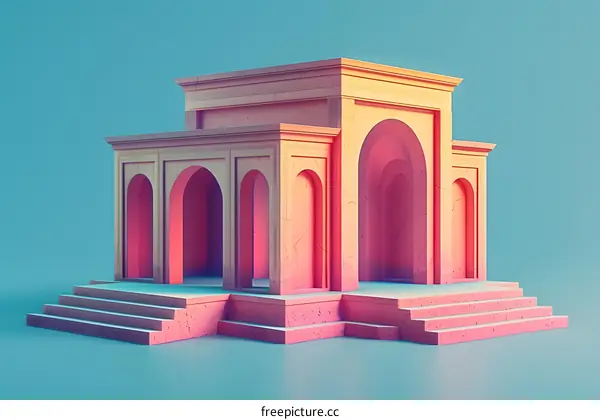 Pink Building 3D Render