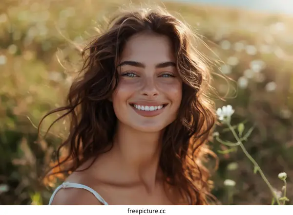 Beautiful Woman Outdoors in a Field