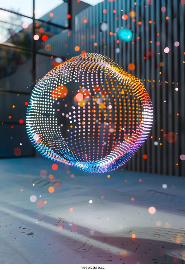 Abstract Sphere of Lights with Bokeh Background