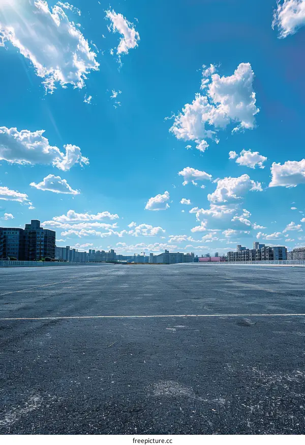 Empty Parking Lot with Blue Sky