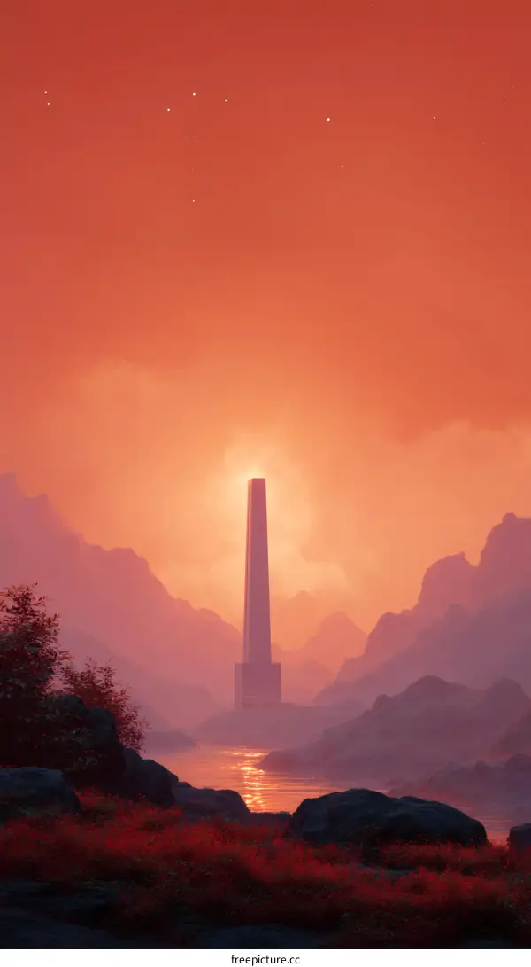 Sunrise Over a Futuristic Valley