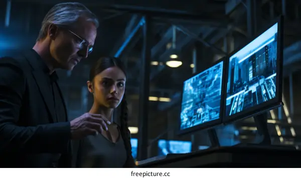 Two people looking at computer screens