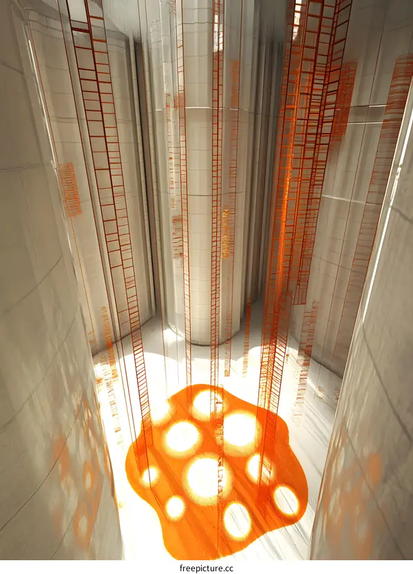 Abstract Orange Circle Pattern Inside a Building