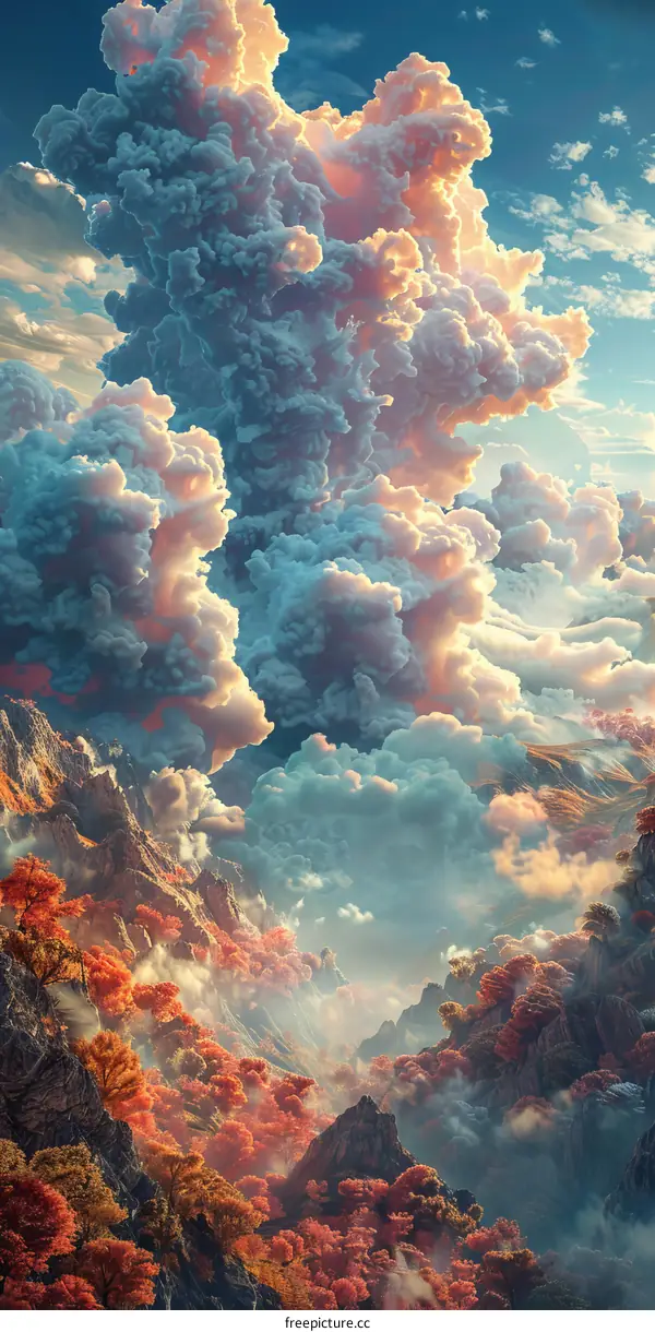 The Colorful Clouds in the Mountains
