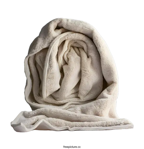 [Transparent Background PNG]Cream Colored Towel Rolled Up