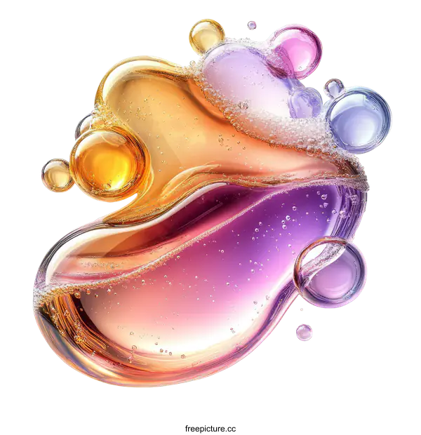 [Transparent Background PNG]Abstract Liquid Texture with Colorful Bubbles