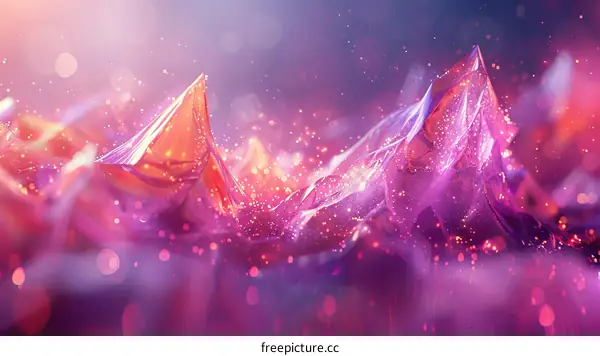 Surreal Crystal Mountain with Glowing Particles