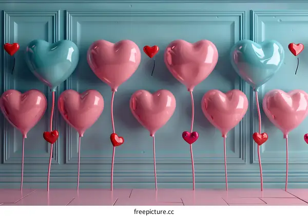Pink and Blue Heart-shaped Balloons