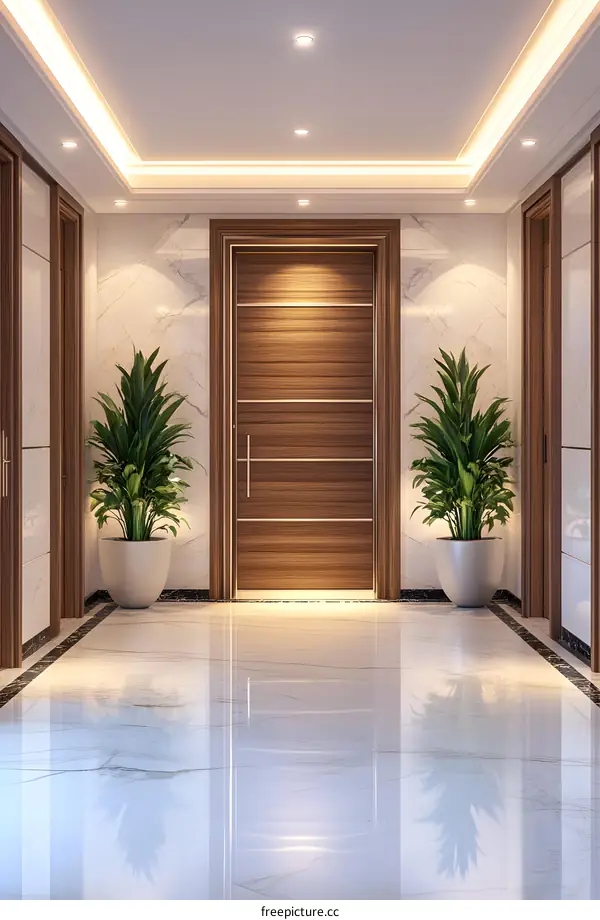 Modern Interior Design Entrance Hallway With Marble Floor