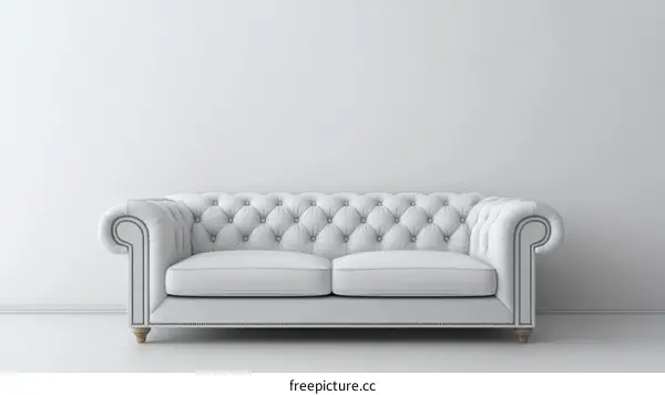 Elegant White Chesterfield Sofa in a Modern Room