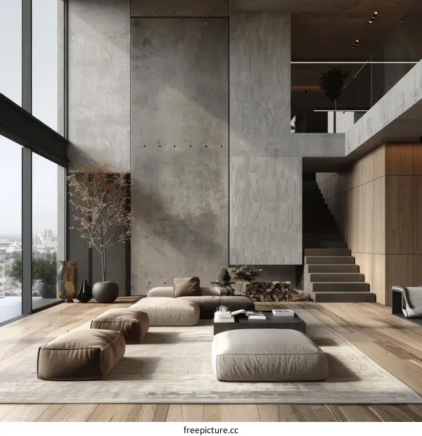 Modern Minimalist Open Concept Living Room Interior Design