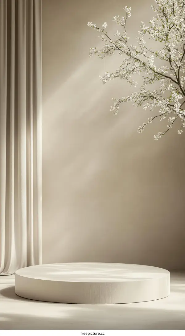 Elegant Empty Round Display Podium with Soft Light