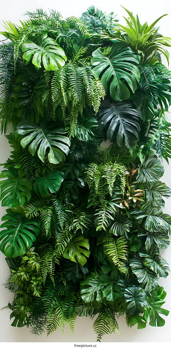 Green Wall with Lush Tropical Plants