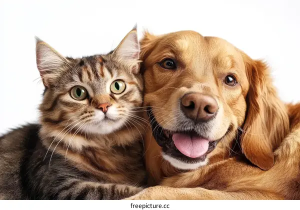 Friendly Companionship of Cat and Dog
