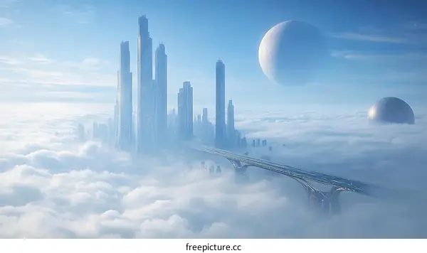 Futuristic City Above the Clouds
