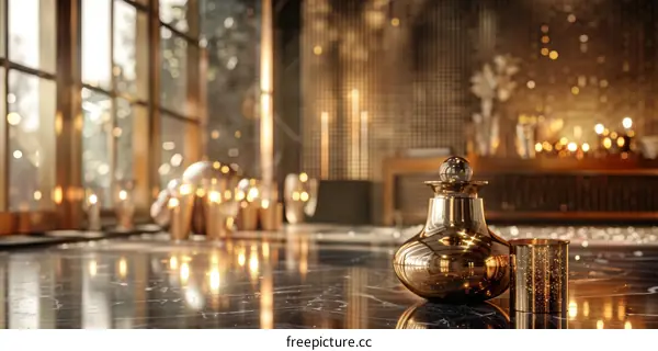 Golden Interior Design Scene with Candles