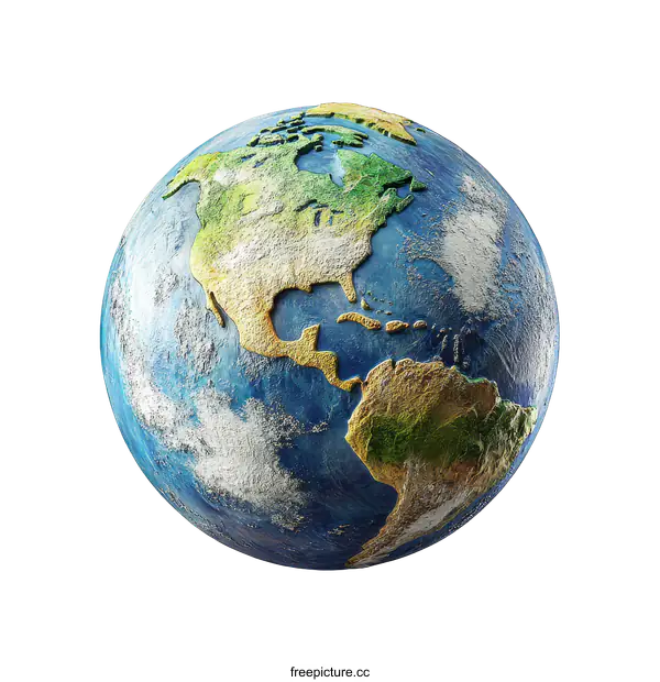 [Transparent Background PNG]Realistic Earth Globe Illustration