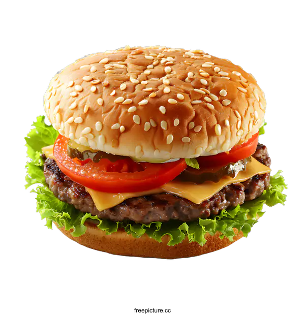 [Transparent Background PNG]Delicious hamburger on white background