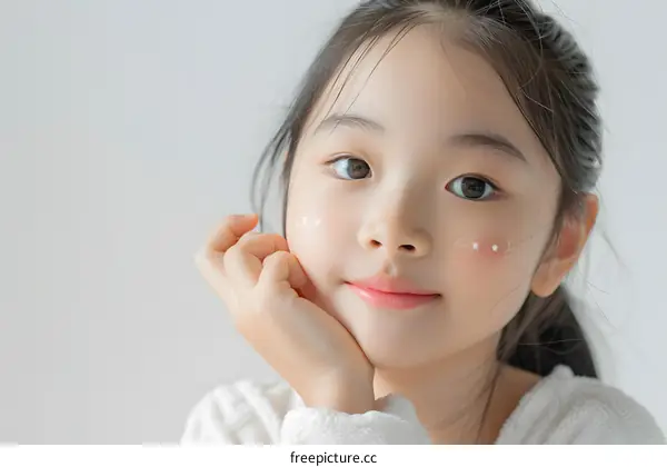 Portrait of a Young Asian Girl with Soft Skin
