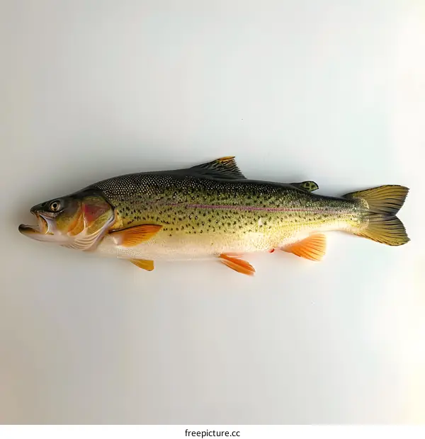 Freshly Caught Rainbow Trout on White Background