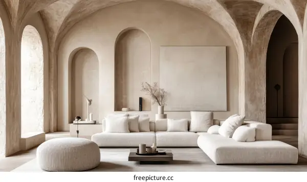 Modern Beige Living Room Interior Design