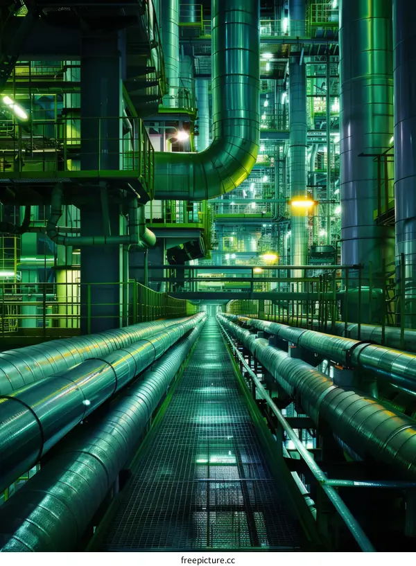 Industrial Complex Green Pipes
