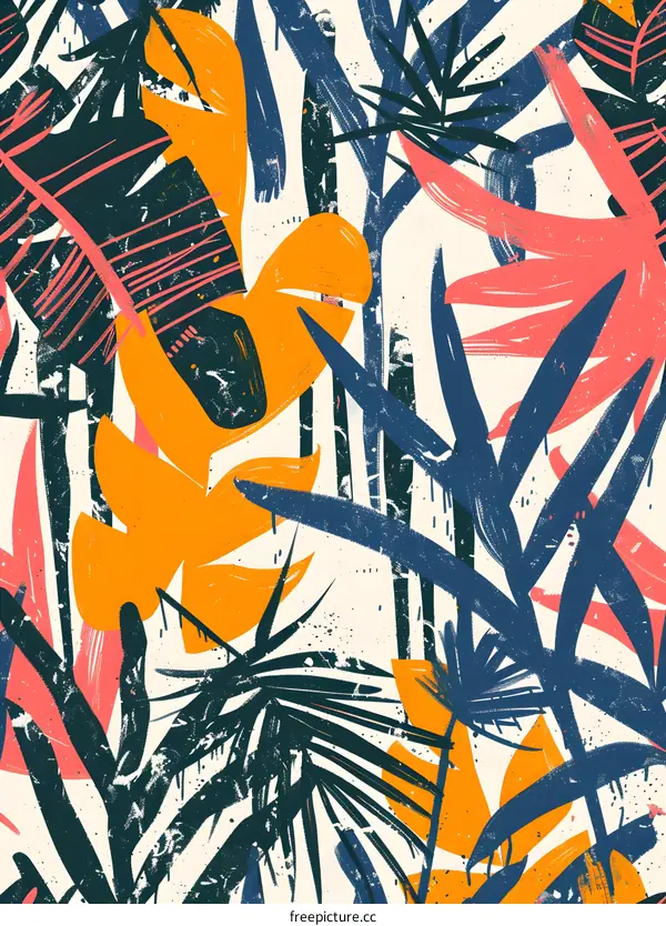 Tropical Leaf Pattern Abstract Art