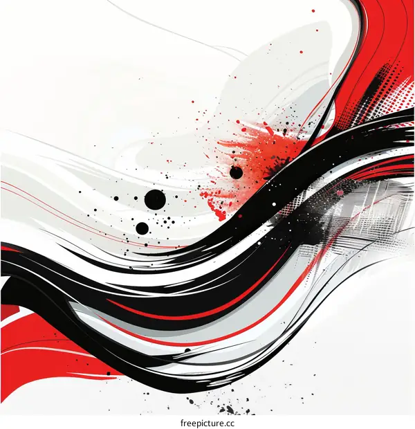 Black red and white modern abstract painting