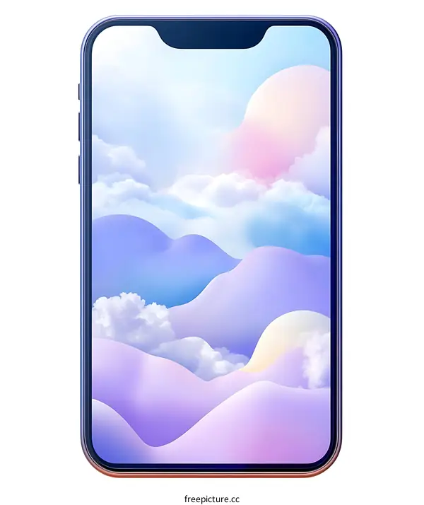 Purple and Blue Abstract Smartphone Wallpaper with Clouds and Mountains