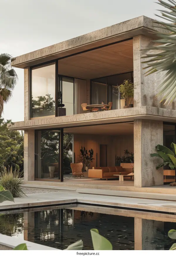 Modernist house with pool