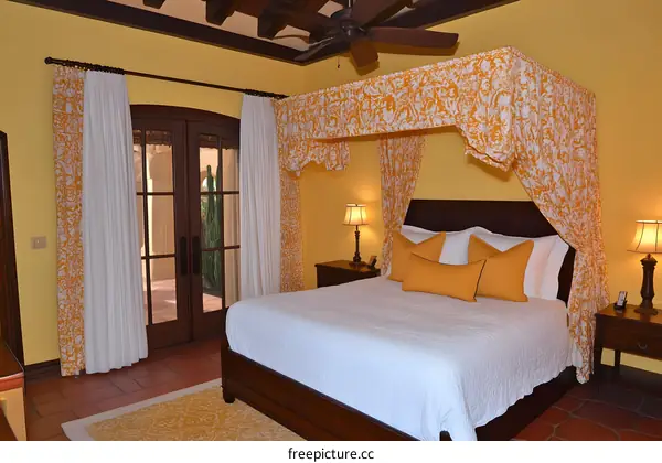 Luxury Bedroom with Yellow Canopy